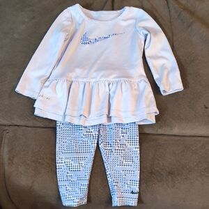 Nike Light Blue Ruffle Dress and Leggings Set